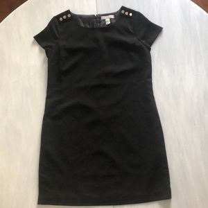 Black shift dress with gold accent